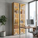 Ver imagem 1 de Armario para Escritorio 1 Porta Reflecta com Fita LED com Espelho Luminare 100% MDF Marrom/Marrome