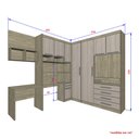Ver imagem 5 de Guarda Roupa Dormitório Modulado Master Solteiro Canto c/ Painel p/ TV Mesa Escrivaninha c/ Nicho - 