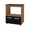 Balcão Gabinete de Cozinha para Fogão Cooktop e Forno Micro-ondas Elisa Savana Preto Moblis - 3
