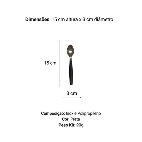 Kit 6 Colher de Chá Inox Linha Mato Grosso - Preta