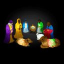 Ver imagem 3 de Presépio Colorido para Jardim Natal Iluminado 10 Peças 90Cm