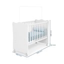 Ver imagem 6 de Quarto Infantil Doce Sonho Berço Cômoda Guarda Roupa 3 Portas 2 Gavetas MDP Tamanho 120cm Branco