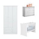 Ver mais imagens de Quarto Infantil Doce Sonho Berço Cômoda Guarda Roupa 3 Portas 2 Gavetas MDP Tamanho 120cm Branco