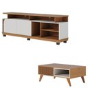 Ver imagem 1 de Rack Bancada Jurerê 1.8 Freijó Off White Matte com Mesa de Centro Jeri Freijó Off White - Colibri