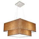 Ver imagem 1 de Lustre Pendente Duplo Quadrado Vivare Md-4345 Cúpula em Tecido 60x50cm - Bivolt Palha 110v/220v