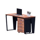 Ver imagem 3 de Mesa Escrivaninha Industrial 135cm C/ Gaveteiro 4 Gavetas F5 Cor:nogal com Preto