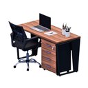 Ver imagem 5 de Mesa Escrivaninha Industrial 135cm C/ Gaveteiro 4 Gavetas F5 Cor:nogal com Preto