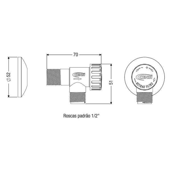 Registro Regulador de Vazão Cromado 1/2 Censi Kit com 2 - 3