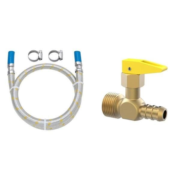 Ligação Flexível Gás P/Espigão 1,5M _ Registro Bloqueio Kit - 1