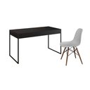 Ver imagem 2 de Mesa de Escritório Industrial Malta Preta 137x53cm Base Ferro Preto com 1 Cadeira Branca Eames Eiffe