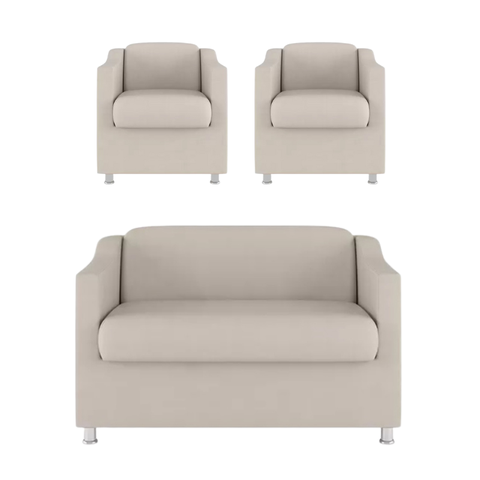 2 Poltronas e Namoradeira Decorativa Reforçada Suede Bege