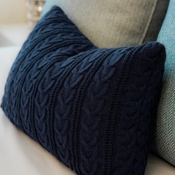 Almofada de Tricot Azul Marinho Retangular:Completa - 3