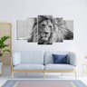 Quadro Decorativo - Mosaico - 5 Telas - Leão Monocromático - 110x60cm - 3