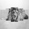 Quadro Decorativo - Mosaico - 5 Telas - Leão Monocromático - 110x60cm - 2