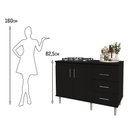 Ver imagem 4 de Kit Bancada Ilha para Cozinha + Balcão para Cooktop 1,20m 5 Bocas 2 Portas e 3 Gavetas Turim Preto