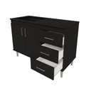 Ver imagem 2 de Kit Bancada Ilha para Cozinha + Balcão para Cooktop 1,20m 5 Bocas 2 Portas e 3 Gavetas Turim Preto