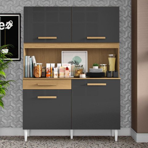 Armário de Cozinha Compacta 120cm Lyan Atacama/grafite A15 - Mpozenato