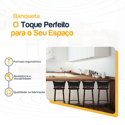 Kit 4 Banquetas para Bancada Banco Alto Junco Preto Balcão Cozinha Gourmet Bar Área de Lazer Piscina - 3