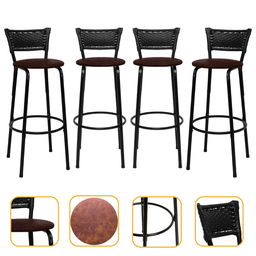 Kit 4 Banquetas para Bancada Banco Alto Junco Preto Balcão Cozinha Gourmet Bar Área de Lazer Piscina - 1