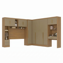 Ver imagem 2 de Guarda Roupa Casal Modulado 4 Peças 11 Portas 5 Gavetas com Cabeceira e Escrivaninha 100% MDF Smart