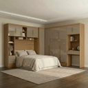 Ver imagem 1 de Guarda Roupa Casal Modulado 4 Peças 11 Portas 5 Gavetas com Cabeceira e Escrivaninha 100% MDF Smart