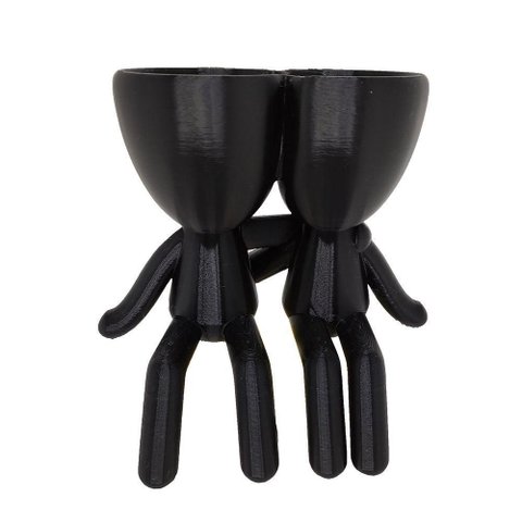 Vaso 3d Abraço Suculentas Decoração 15cm Robert Plant Decorativo Preto