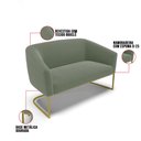 Ver imagem 3 de Sofá Namoradeira e Poltrona Industrial Dourado Stella Bouclê Menta D03 - D'Rossi