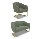 Ver imagem 1 de Sofá Namoradeira e Poltrona Industrial Dourado Stella Bouclê Menta D03 - D'Rossi