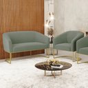 Ver imagem 2 de Sofá Namoradeira e Poltrona Industrial Dourado Stella Bouclê Menta D03 - D'Rossi