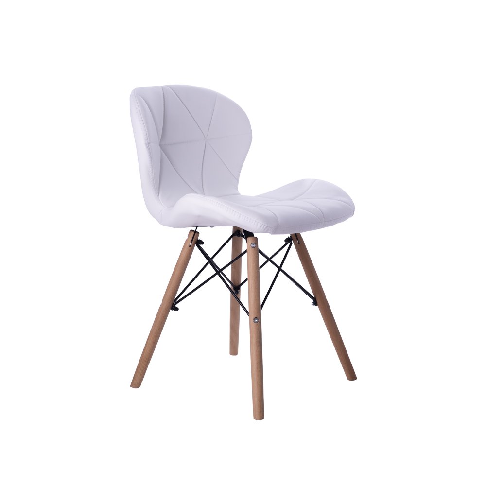 Cadeira Estofada Jantar Charles Eames Eiffel Slim Wood Confort Branco - 3