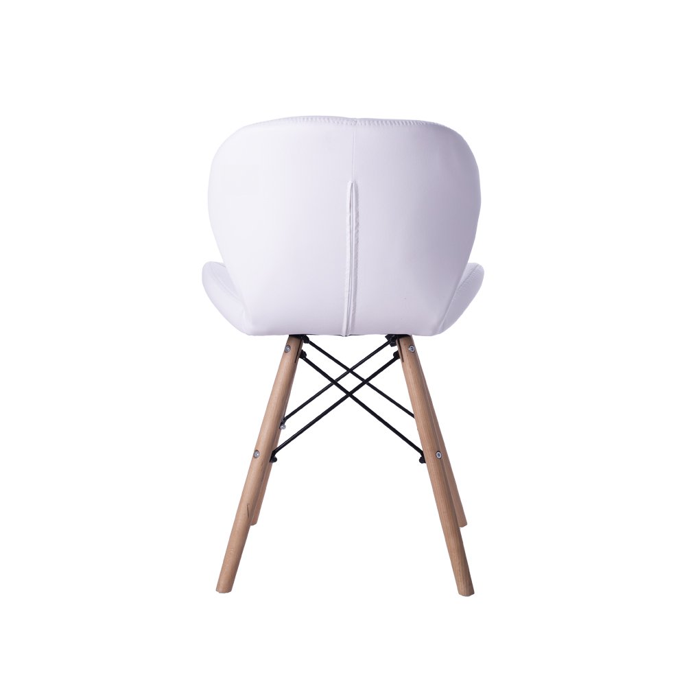 Cadeira Estofada Jantar Charles Eames Eiffel Slim Wood Confort Branco - 4