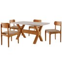 Ver imagem 3 de Conjunto de Jantar Star 4 Lugares Tampo Vidro Laqueado Off White 120cm Mobilare