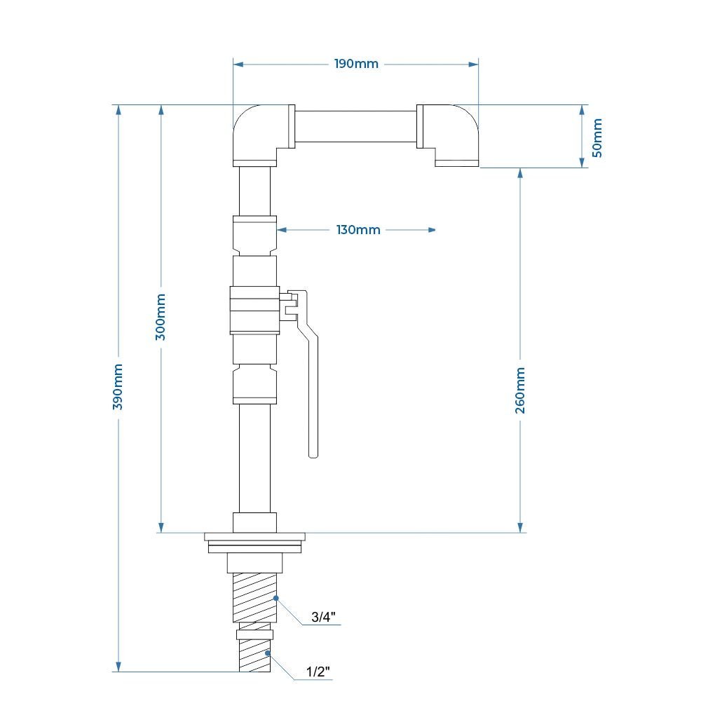 Torneira Design Industrial Clássica em PVC 1/2" - Madareli - Dourado - 5