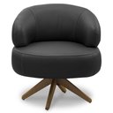 Ver imagem 1 de Poltrona Decorativa Giratória Orgânica para Sala Living Zadok L06 Couro Preto - Lyam Decor