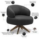 Ver imagem 6 de Poltrona Decorativa Giratória Orgânica para Sala Living Zadok L06 Couro Preto - Lyam Decor