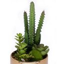 Ver imagem 2 de Vaso Decorativo Dourado com Cactos e Suculenta Artificial 19x8 Cm F04 - D'Rossi