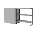 Ver imagem 2 de Armário Aéreo 60cm 2 Portas e Nicho 3 Prateleiras F5 Office Cor:cinza Sagrado com Preto