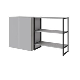 Armário Aéreo 60cm 2 Portas e Nicho 3 Prateleiras F5 Office Cor:cinza Sagrado com Preto - 2