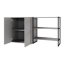 Ver imagem 5 de Armário Aéreo 60cm 2 Portas e Nicho 3 Prateleiras F5 Office Cor:cinza Sagrado com Preto