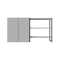 Armário Aéreo 60cm 2 Portas e Nicho 3 Prateleiras F5 Office Cor:cinza Sagrado com Preto - 4