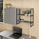 Ver imagem 1 de Armário Aéreo 60cm 2 Portas e Nicho 3 Prateleiras F5 Office Cor:cinza Sagrado com Preto