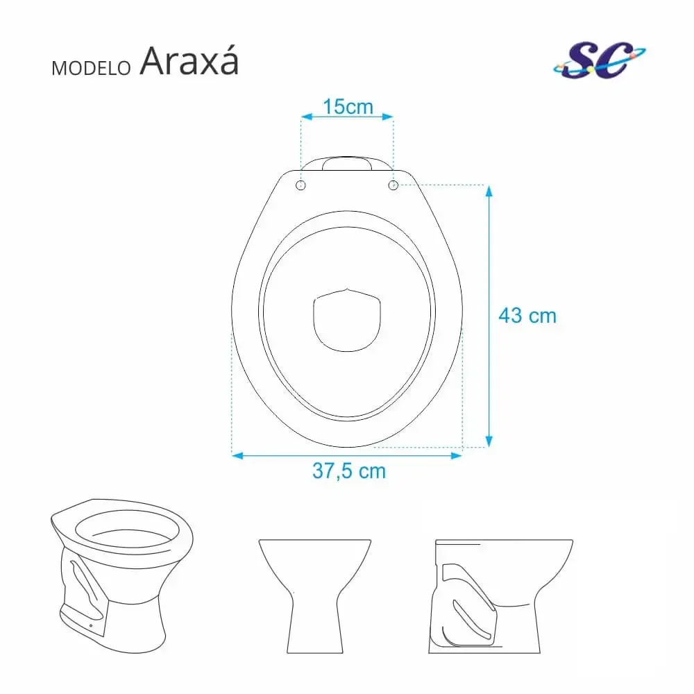Tampa de Vaso em MDF Araxa Branco para bacia Santa Clara - 3