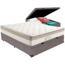 Ver imagem 1 de Cama Box Baú Cinza e Colchão King Best Molas Ensacadas Casal 138x188x33 Anjos