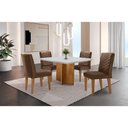 Ver imagem 1 de Conjunto Sala de Jantar Mesa Olímpia 90cm Mdf Canto Reto e 4 Cadeiras Liz Moderna