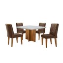 Ver imagem 2 de Conjunto Sala de Jantar Mesa Olímpia 90cm Mdf Canto Reto e 4 Cadeiras Liz Moderna