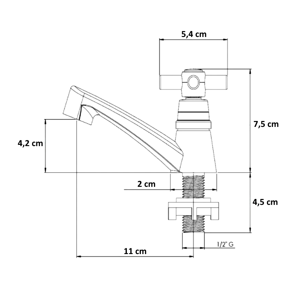 Torneira Lavatório Banheiro Baixa Cromo ABS 1094 C-31 ¼ Vol - 3