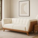 Ver imagem 1 de Sofá 2 Lugares 200cm Coin Courino Caramelo | Bouclé Nobre Off White - Sallar Home