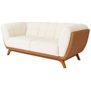 Ver imagem 2 de Sofá 2 Lugares 200cm Coin Courino Caramelo | Bouclé Nobre Off White - Sallar Home