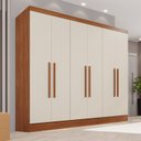 Ver imagem 1 de Guarda-Roupa Casal 6 Portas e 2 Gavetas Safira Marrom/Cinamomo/Off White Arenas