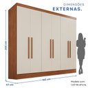 Ver imagem 3 de Guarda-Roupa Casal 6 Portas e 2 Gavetas Safira Marrom/Cinamomo/Off White Arenas